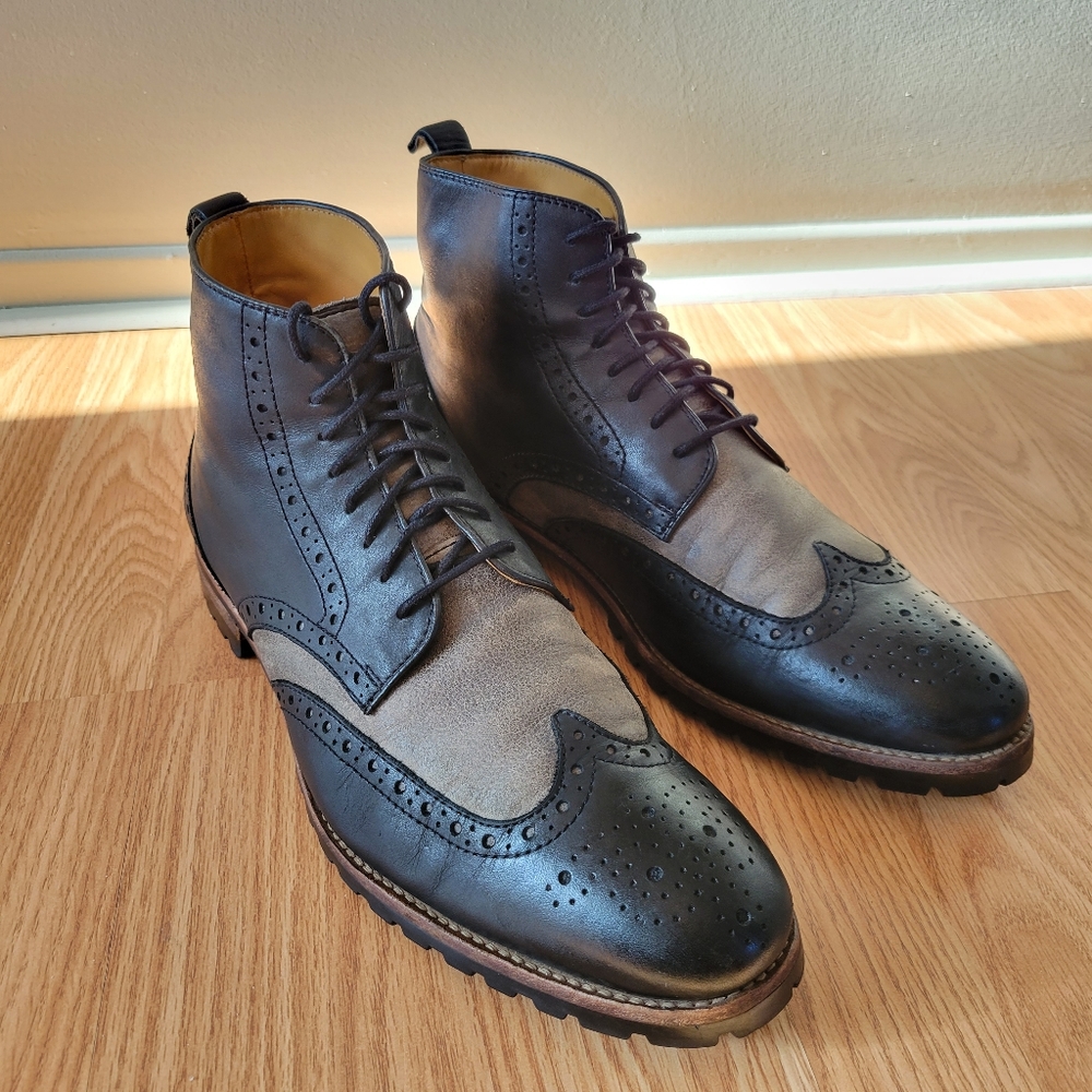 Ron White Wingtip Dress Leather Boots Size 9.5 - Picture 10 of 16